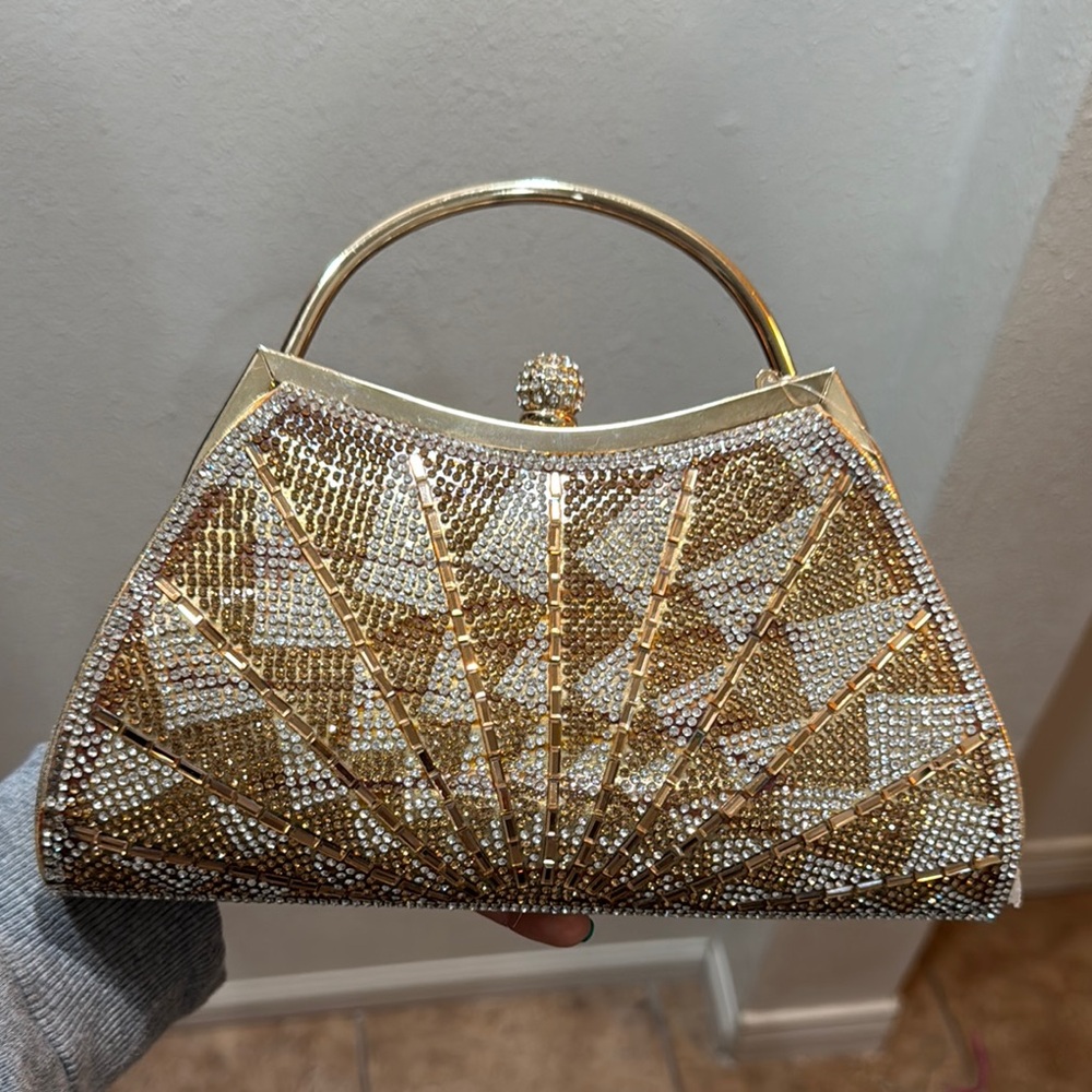 D’margeaux Gold and Silver Clutch Bag